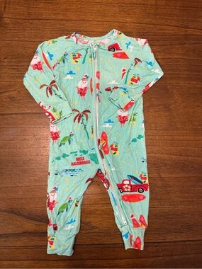 6-9 month Hawaiian Holiday Mint One-Piece Zipper Pajamas